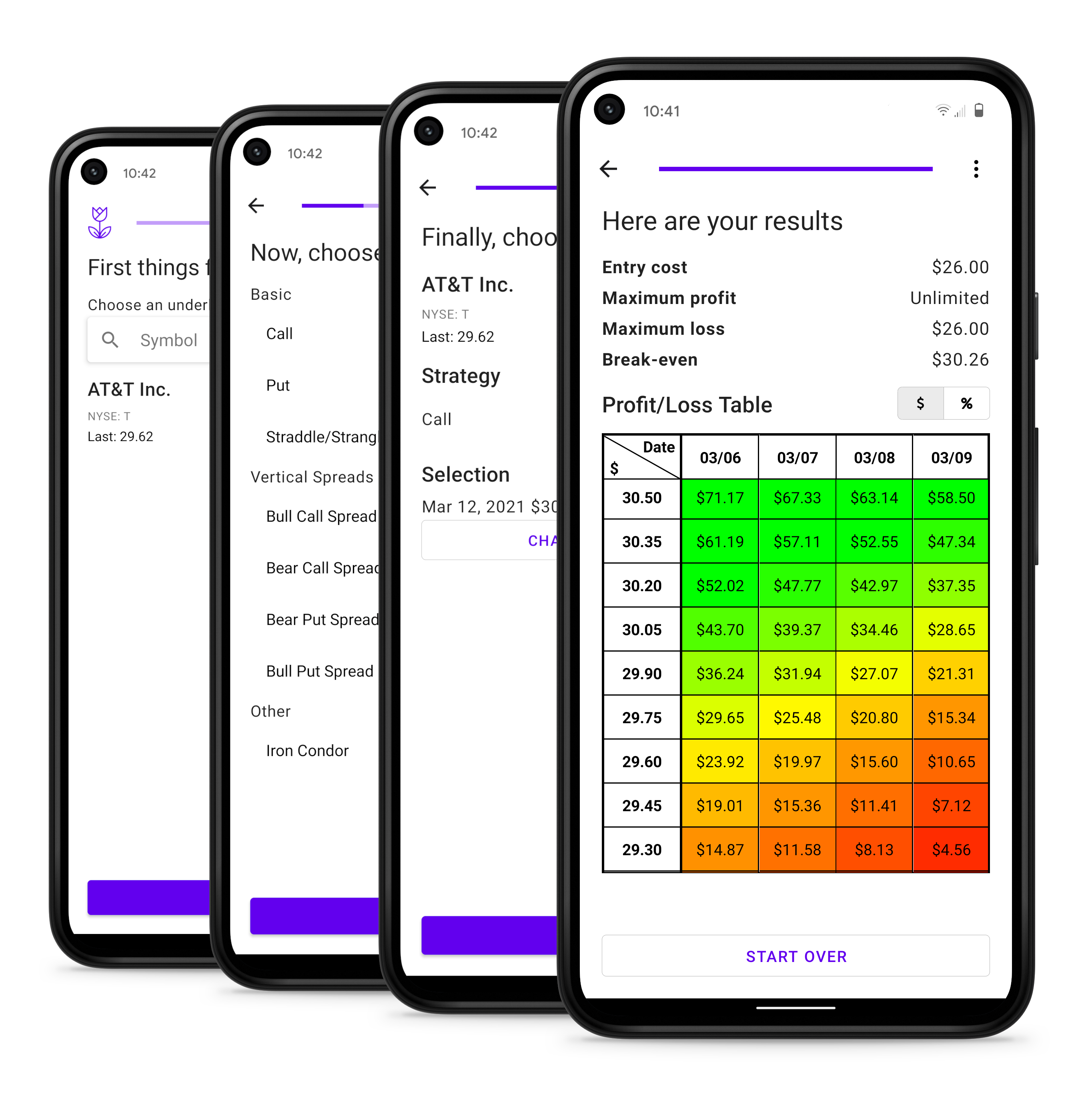 Display of app's screens